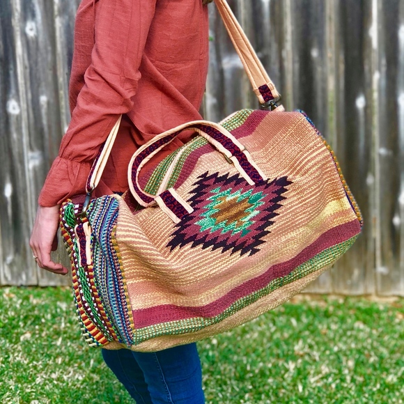 NWT Boho Aztec Print Weekender Travel Tote Bag - Picture 8 of 8